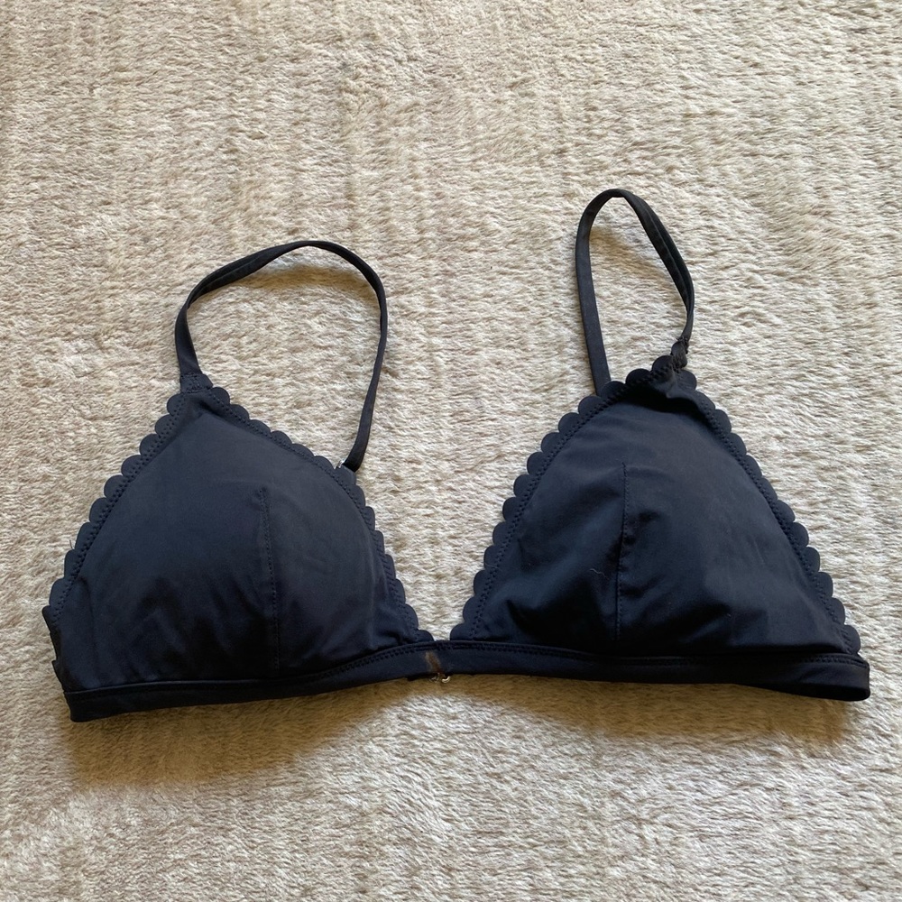 Limited Edition H&M Black Scalloped Edged Triangle Bikini Top Size: 12